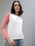 Iconic Women White Colorblocked Round Neck Full Sleeves T-Shirt