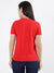 Iconic Women Red Solid Round Neck Short Sleeves T-Shirt