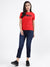 Iconic Women Red Solid Round Neck Short Sleeves T-Shirt