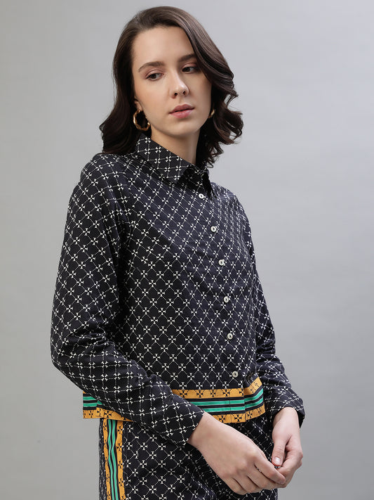 Iconic Women Multicolor Printed Spread Collar Full Sleeves Shirt