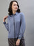 Iconic Women Blue Solid Spread Collar Full Sleeves Shirt