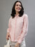 Iconic Women Pink Solid Spread Collar Full Sleeves Shirt