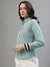 Iconic Women Green Striped Spread Collar Full Sleeves Shirt