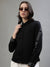 Iconic Women Black Solid Spread Collar Full Sleeves Shirt