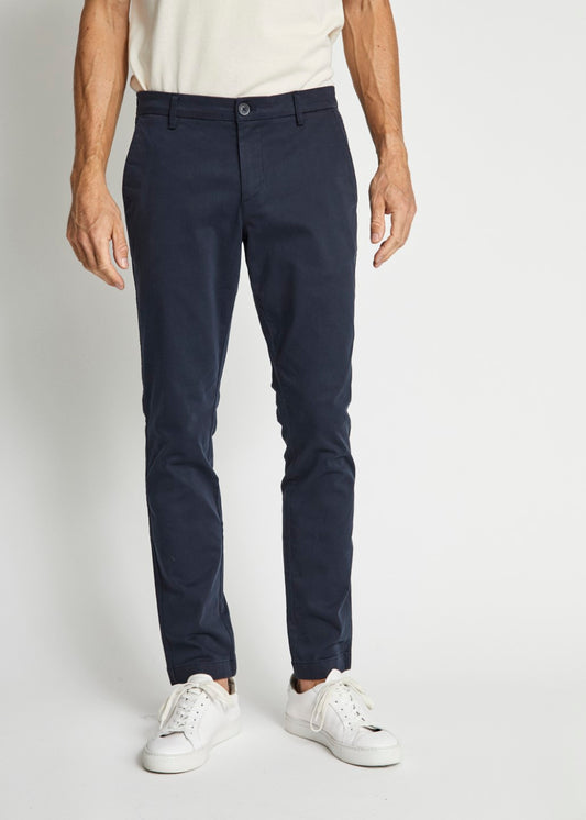 Bruun & Stengade Blue Solid Regular Fit Mid-Rise Flat Front Trouser