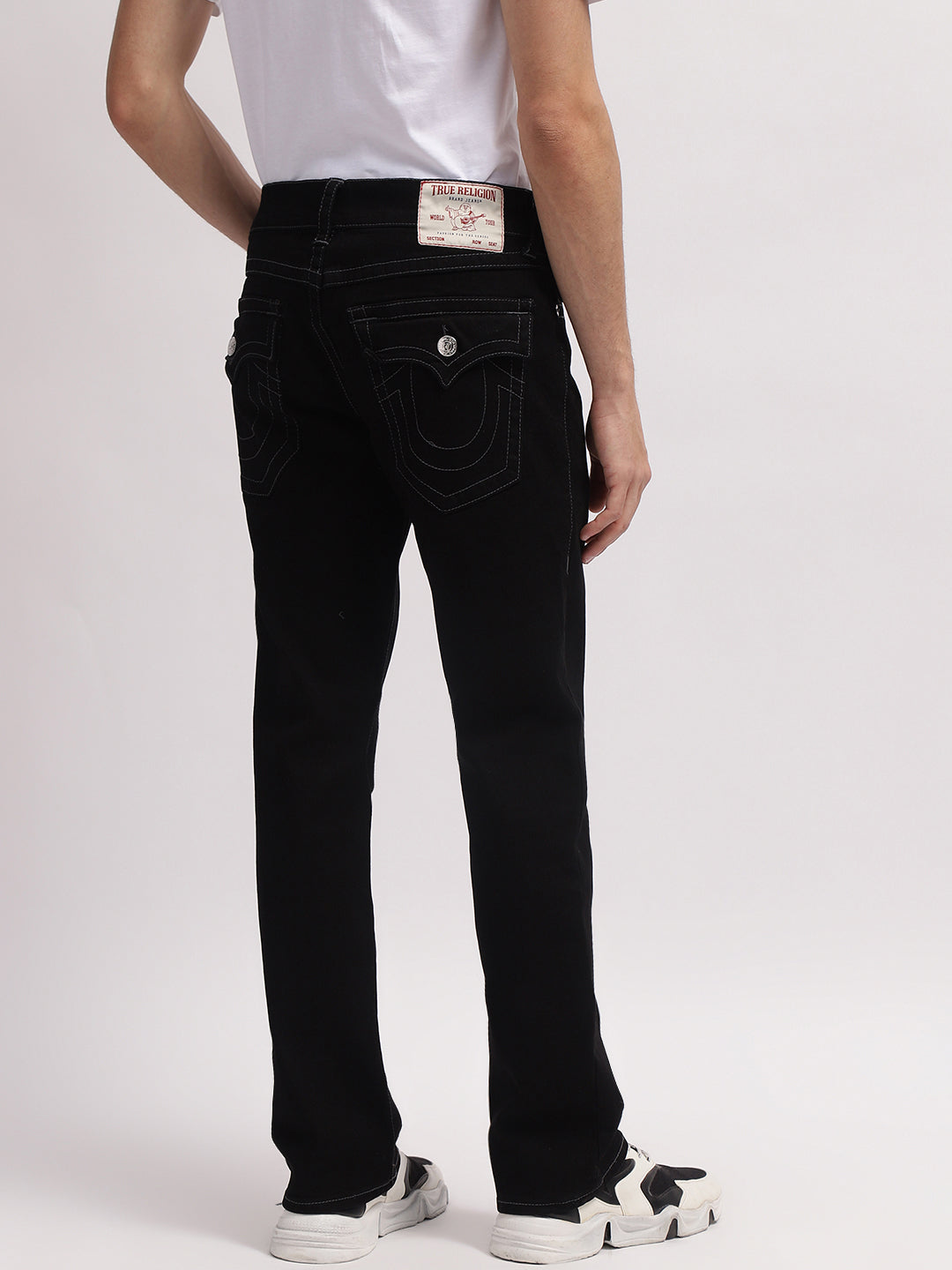 True Religion Men Black Straight Fit Mid-Rise Non Stretchable Jeans