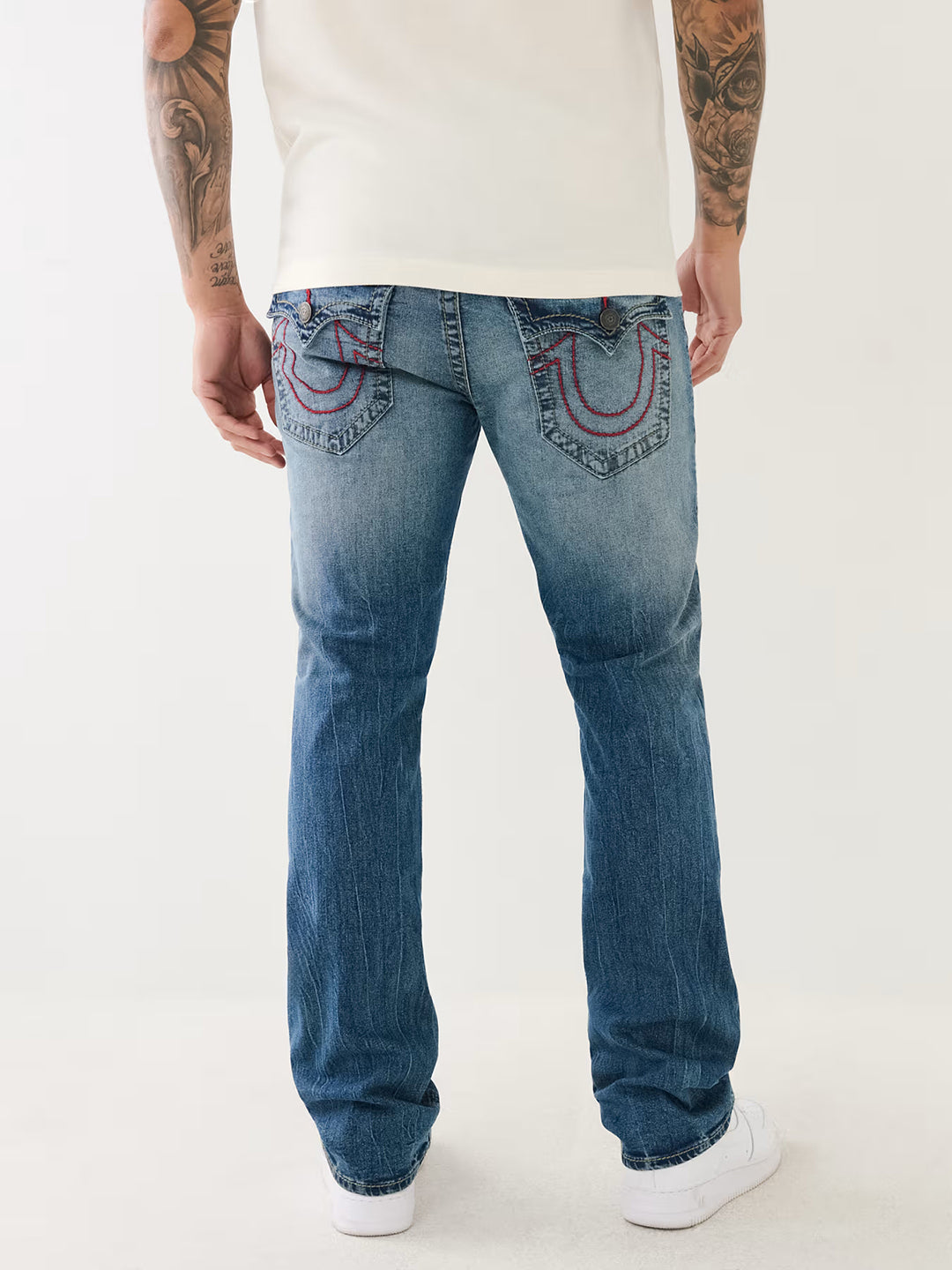 True Religion Big T Ricky Straight Fit Blue Mid-Rise Solid Jeans