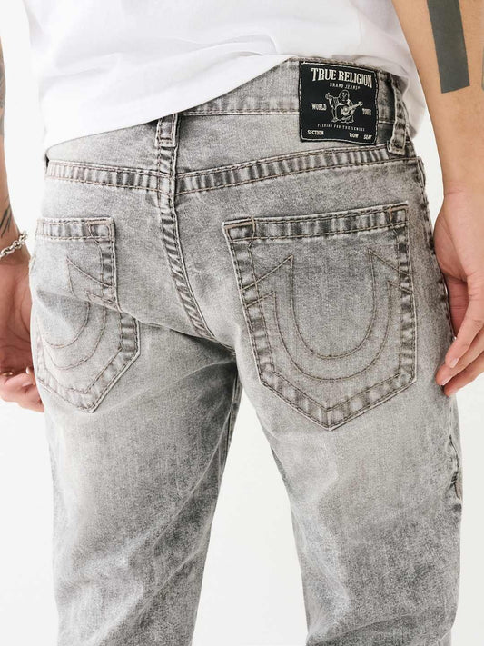 True Religion Men Grey Solid Slim Fit Mid-Rise Jeans