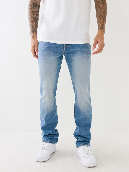 True Religion SN Ricky Straight Fit Blue Mid-Rise Solid Jeans