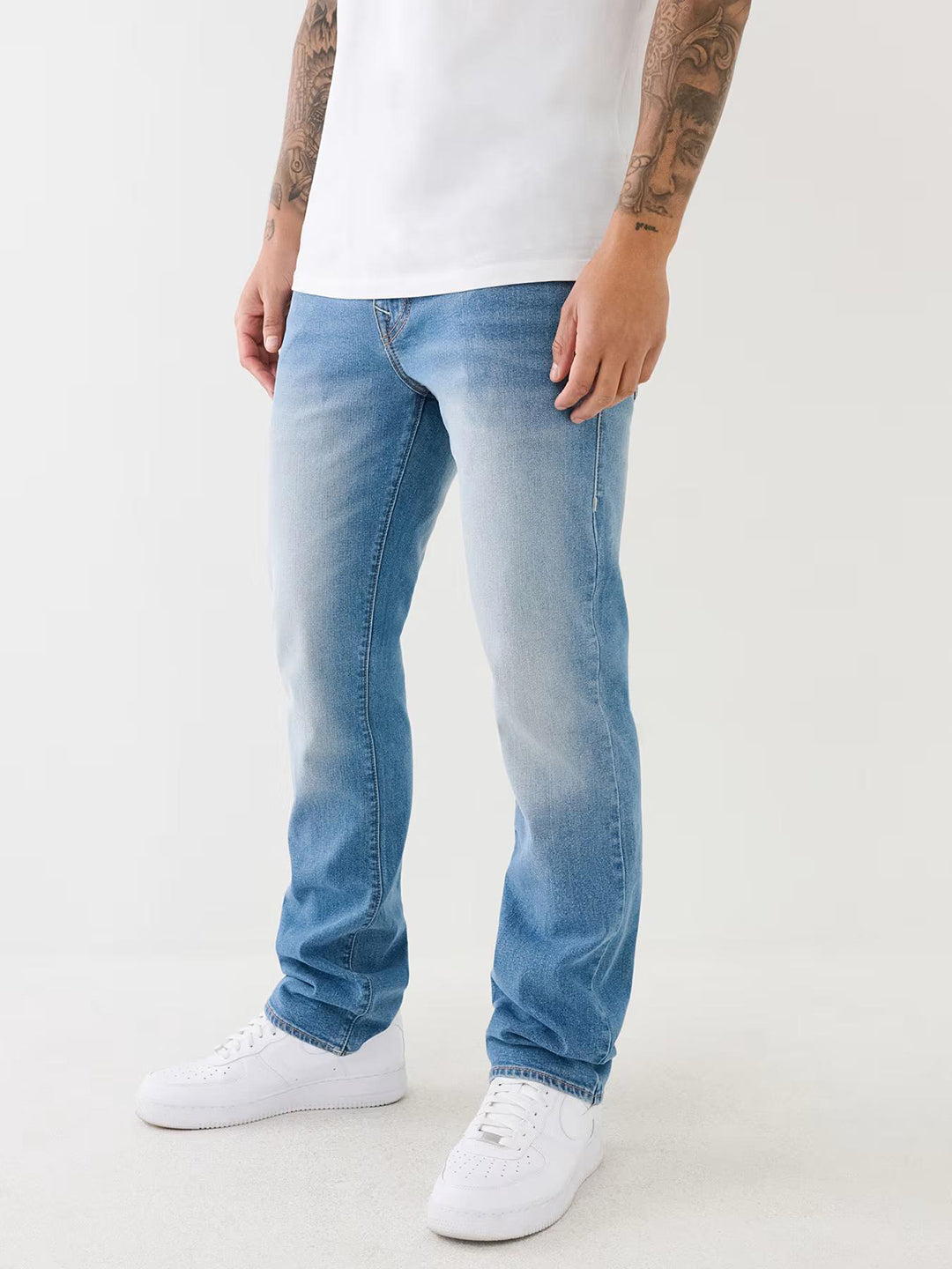 True Religion SN Ricky Straight Fit Blue Mid-Rise Solid Jeans