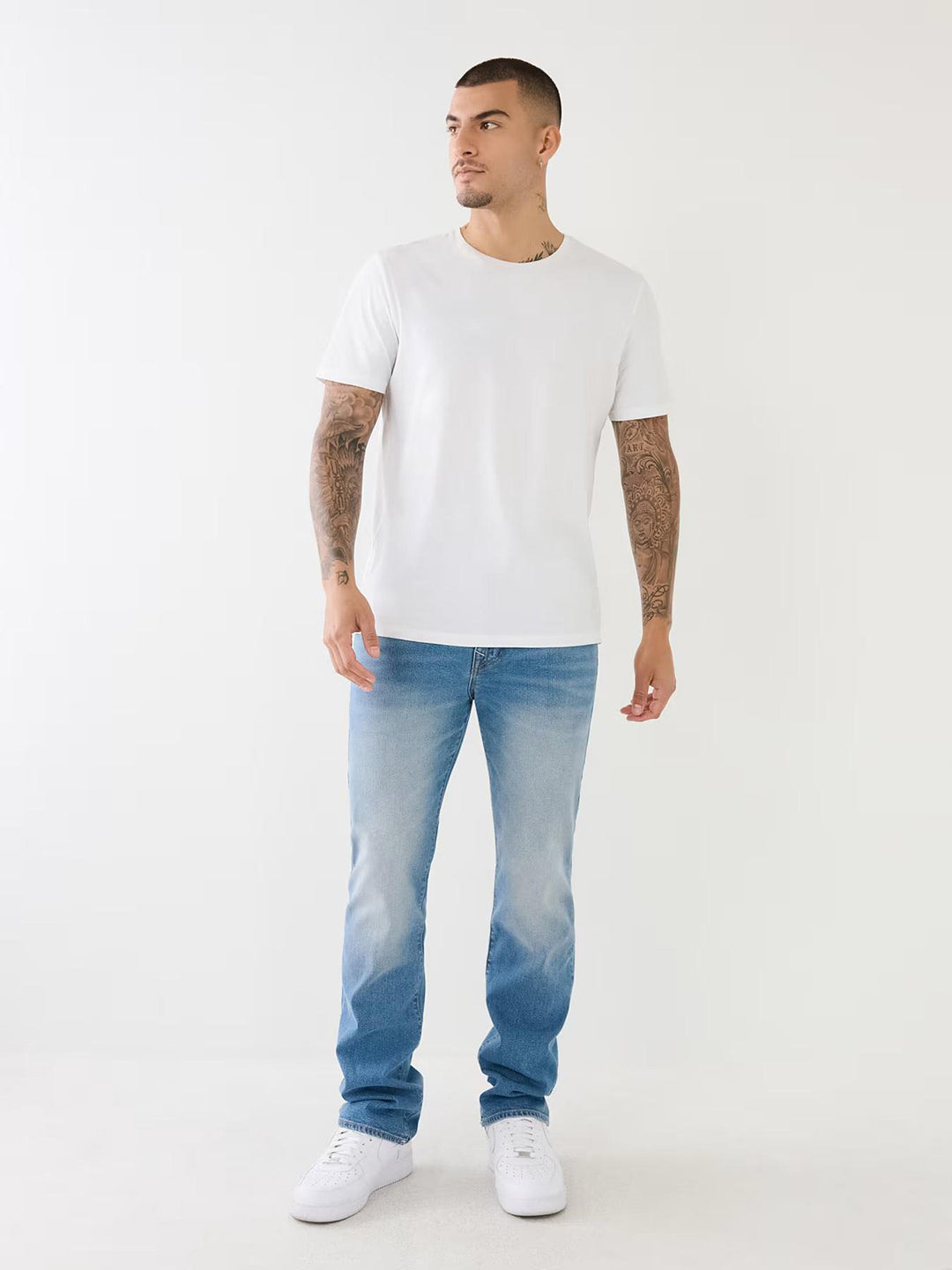 True Religion SN Ricky Straight Fit Blue Mid-Rise Solid Jeans