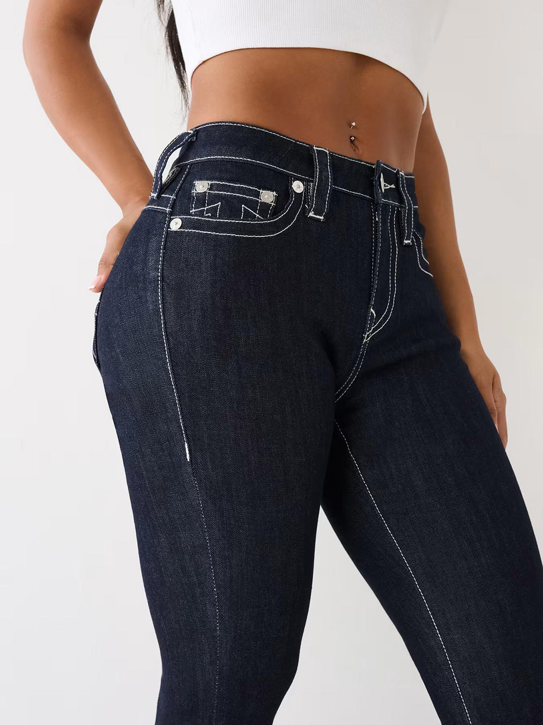 Shop True Religion SN Becca Bootcut Blue Mid-Rise Solid Jeans