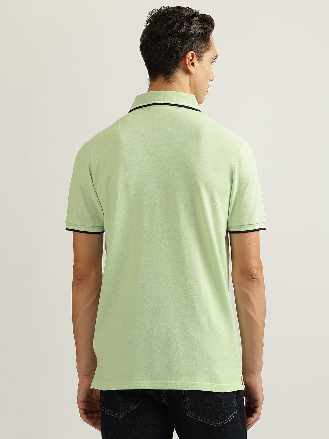 Lindbergh Men Green Solid Collared Short Sleeves Polo T-Shirt