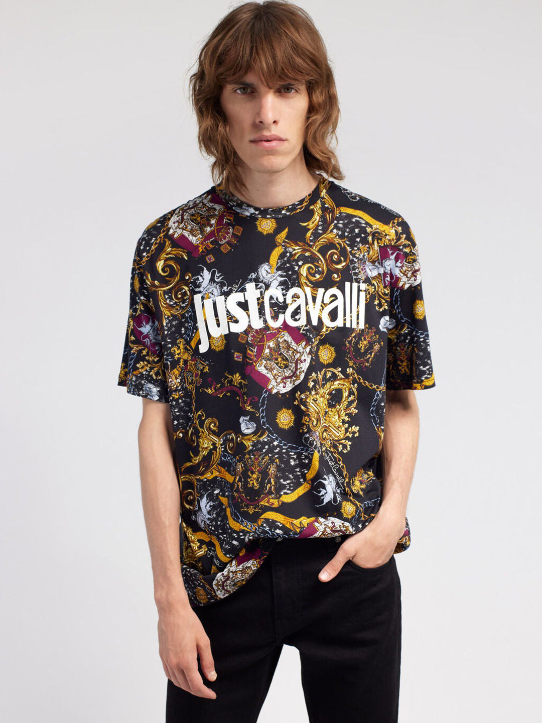 Just Cavalli Black Fashion Logo Regular Fit T-Shirt