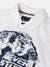 Blue Giraffe Boys White Printed Spread Collar Short Sleeves Shirt