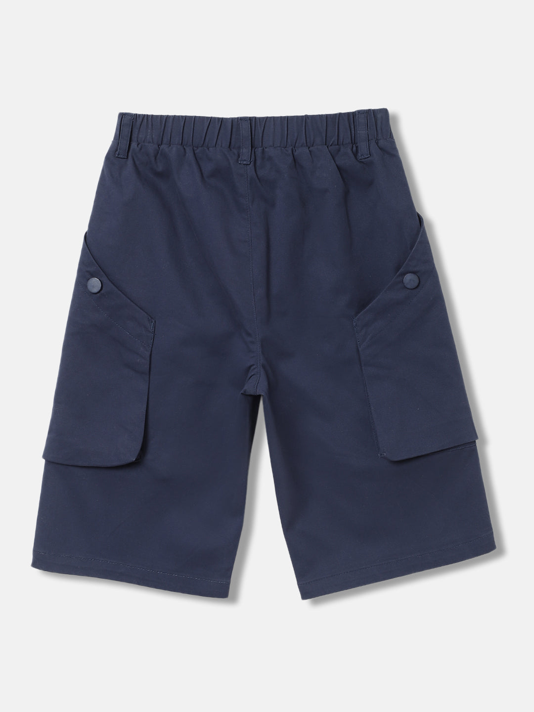 Blue Giraffe Boys Navy Blue Solid Regular Fit Shorts