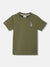 Blue Giraffe Boys Olive Solid Round Neck Short Sleeves T-shirt