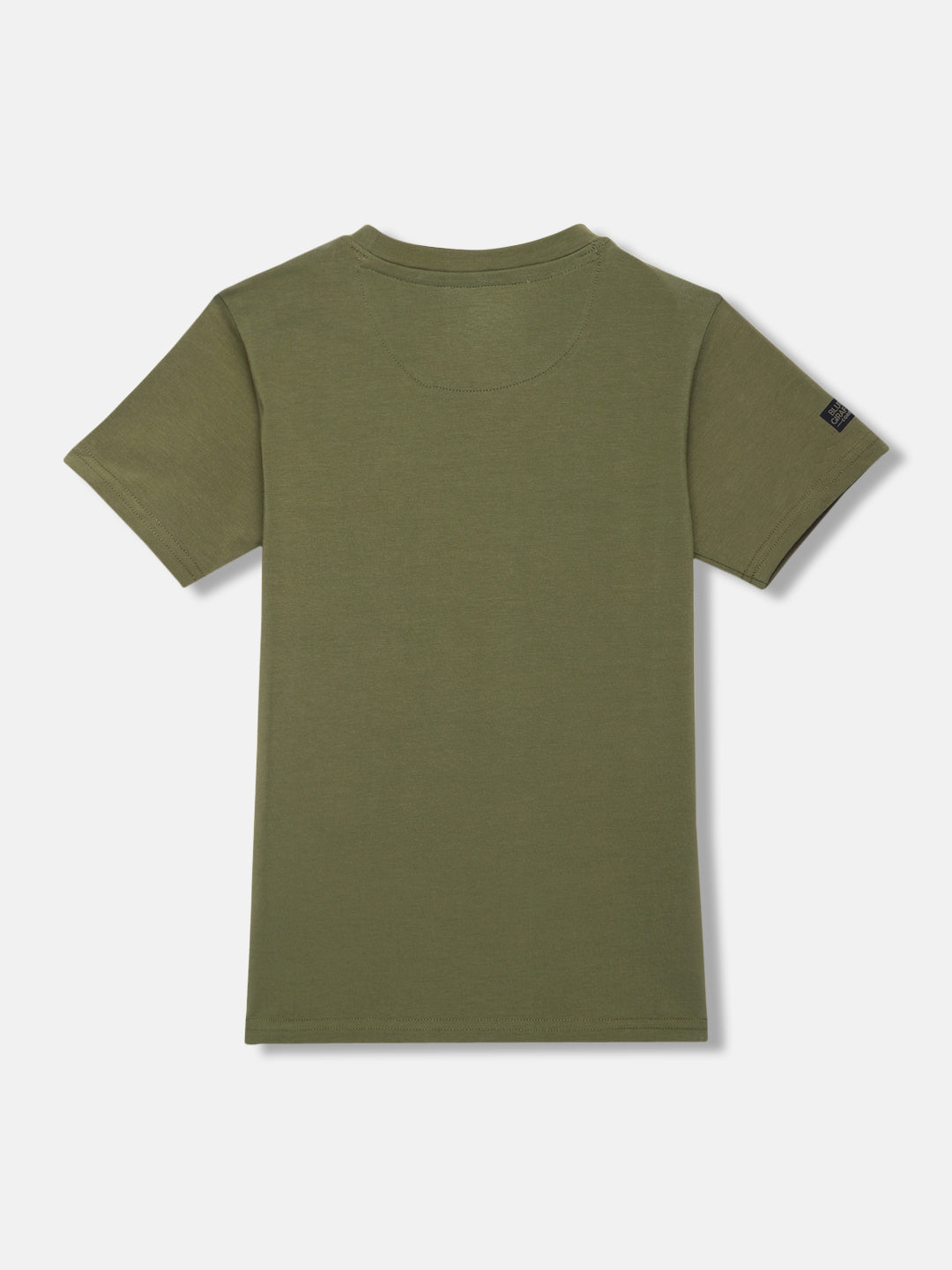 Blue Giraffe Boys Olive Solid Round Neck Short Sleeves T-shirt