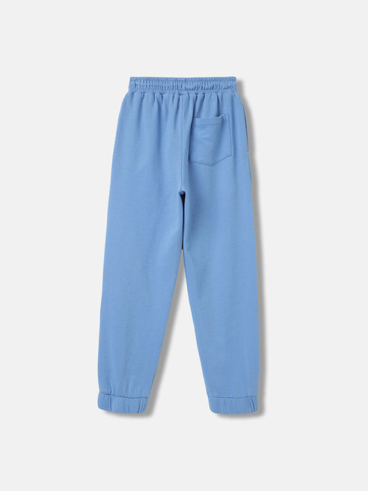 Blue Giraffe Boys Blue Printed Relaxed Fit Trackpant