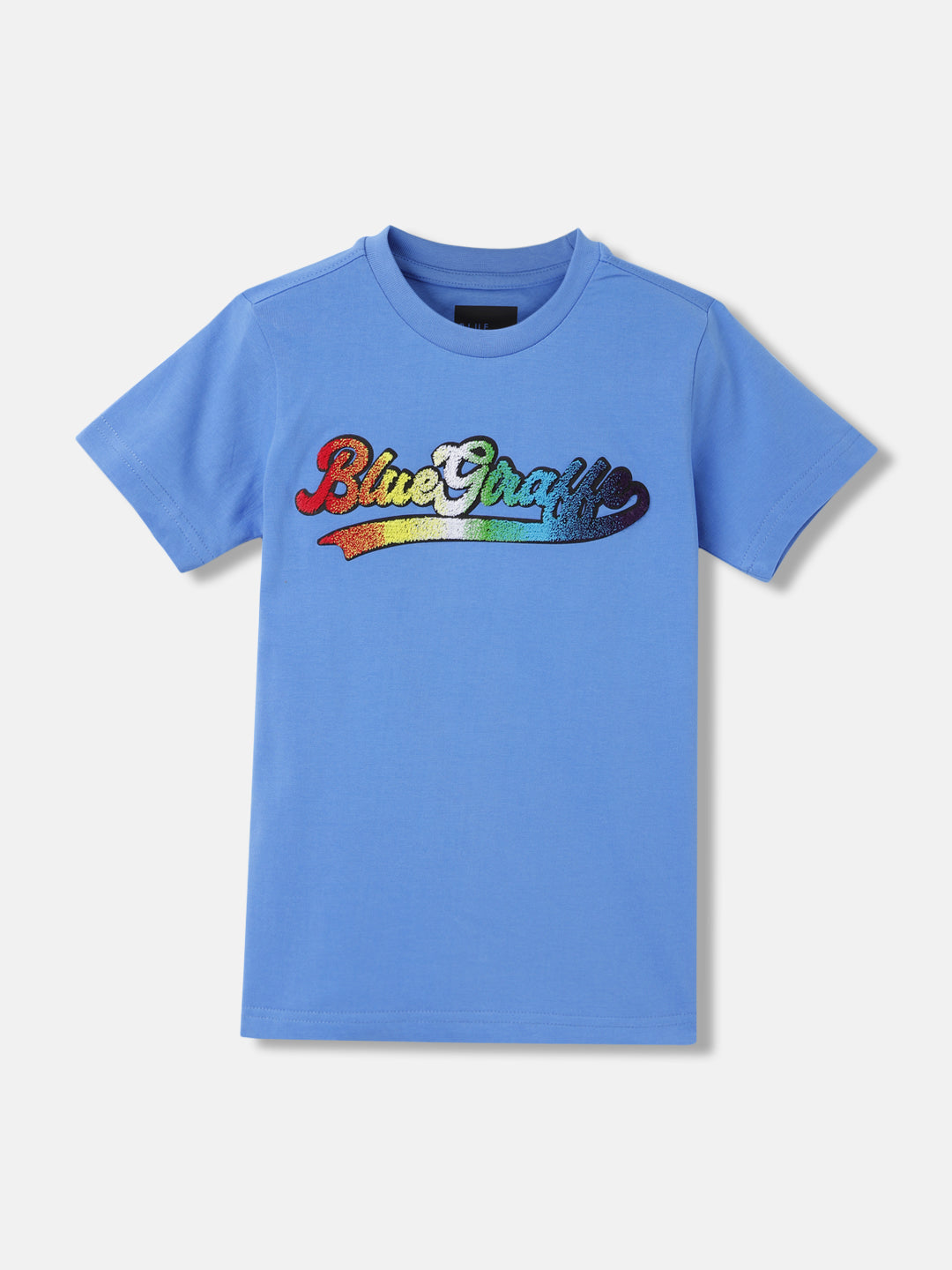 Blue Giraffe Boys Blue Solid Round Neck Short Sleeves T-Shirt