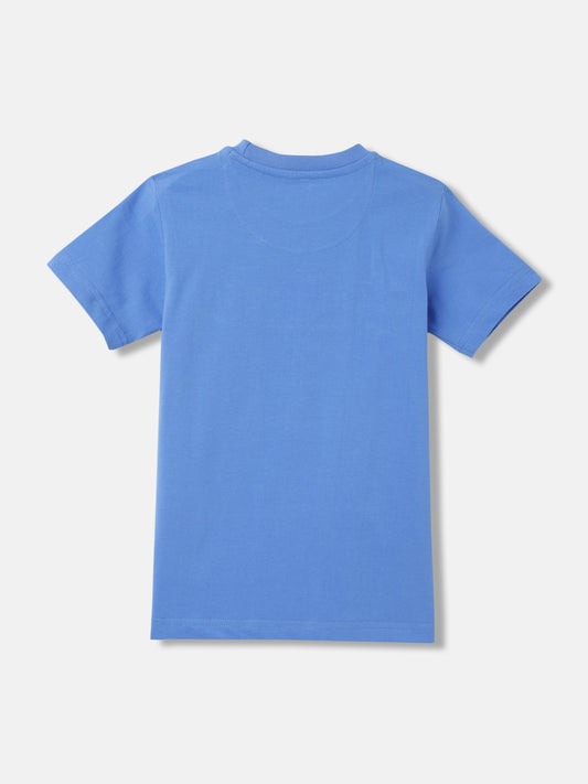 Blue Giraffe Boys Blue Solid Round Neck Short Sleeves T-Shirt