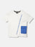 Blue Giraffe Boys White Solid Round Neck Short Sleeves T-shirt