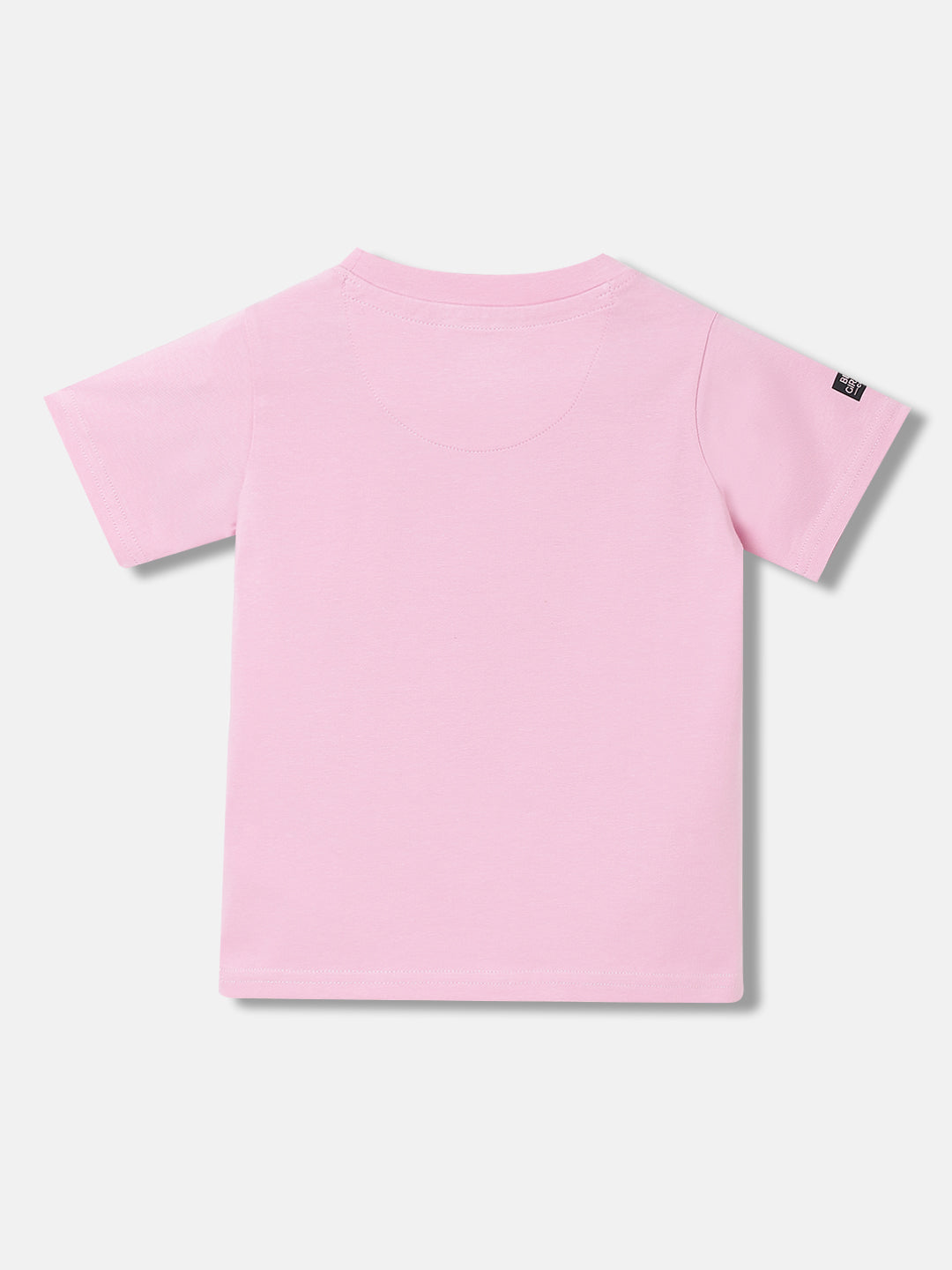 Blue Giraffe Boys Pink Solid Round Neck Short Sleeves T-shirt