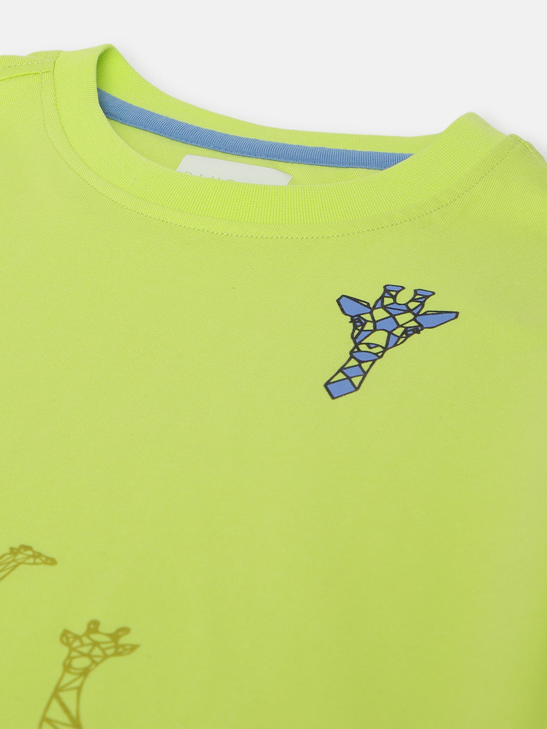 Blue Giraffe Boys Green Printed Round Neck Short Sleeves T-shirt