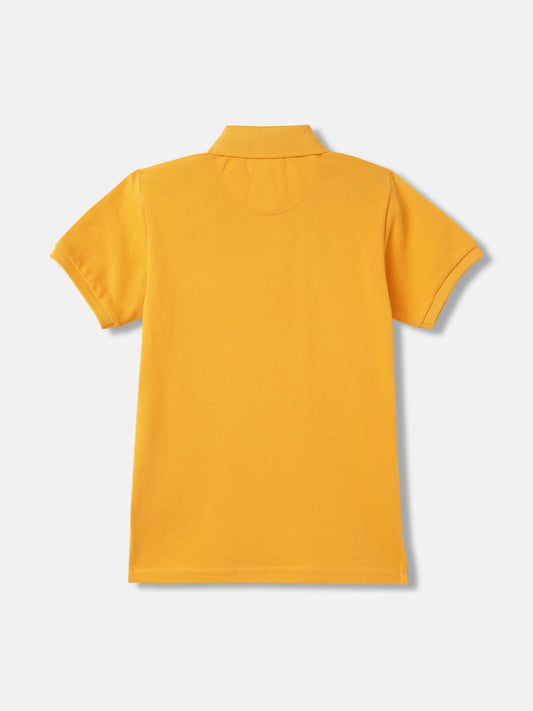 Blue Giraffe Boys Yellow Solid Polo Collar Short Sleeves T-Shirt