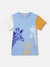 Blue Giraffe Boys Blue Animal Print Round Neck Short Sleeves T-shirt