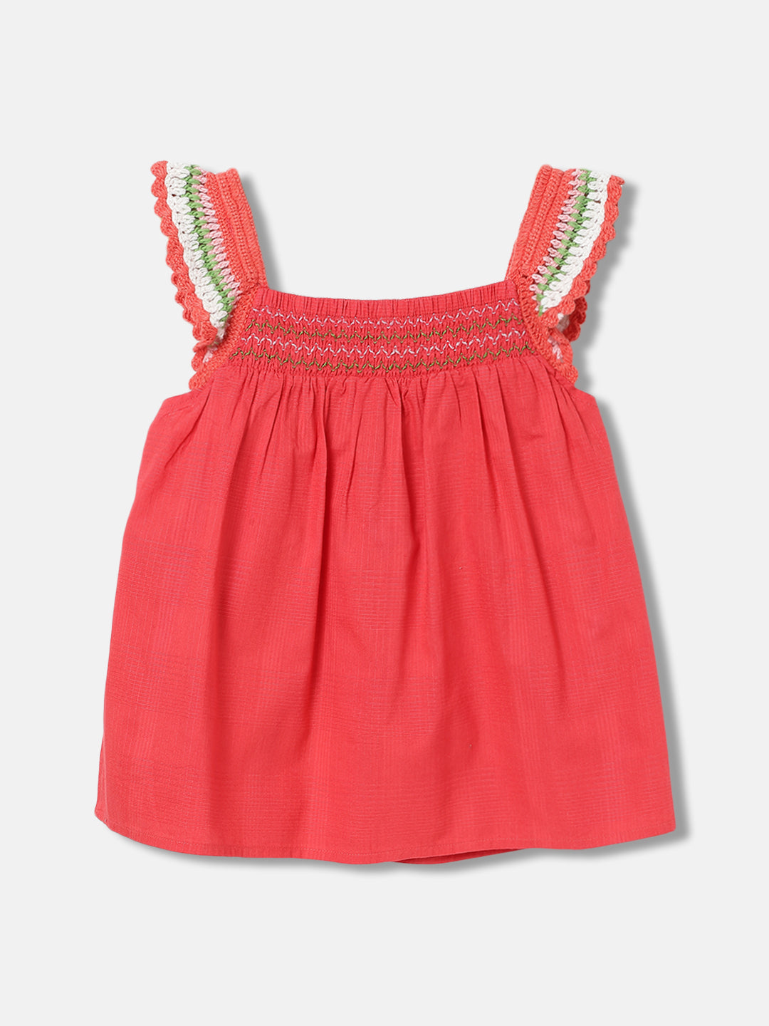 Blue Giraffe Girls Coral Solid Shoulder Straps Sleeveless Top