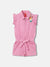 Blue Giraffe Girls Pink Solid Shirt Collar Short Sleeves Jumpsuit