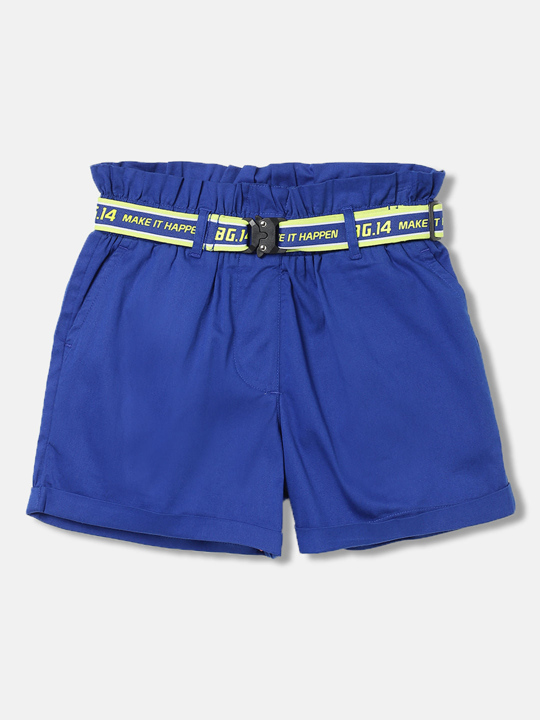 Blue Giraffe Girls Blue Solid Regular Fit Shorts