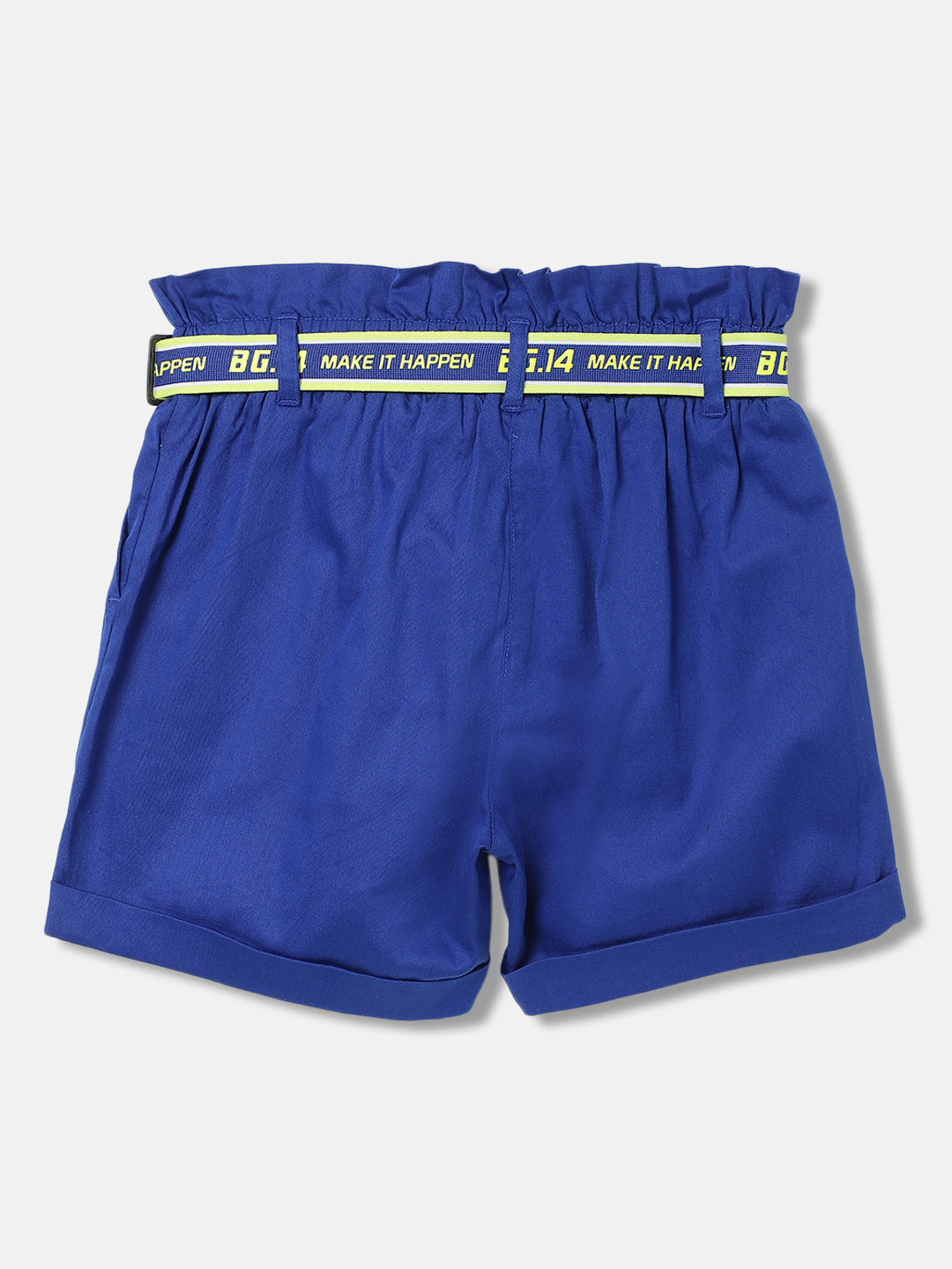 Blue Giraffe Girls Blue Solid Regular Fit Shorts