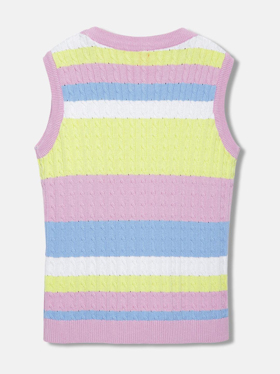 Blue Giraffe Girls Multi Striped Round Neck Sleeveless Top