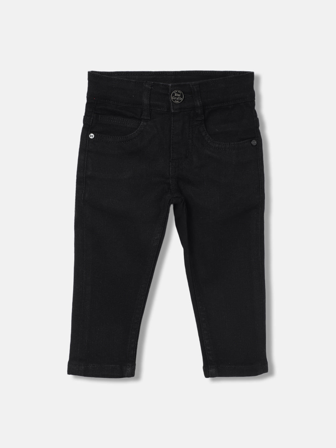 Blue Giraffe Boys Black Solid Slim Fit Jeans