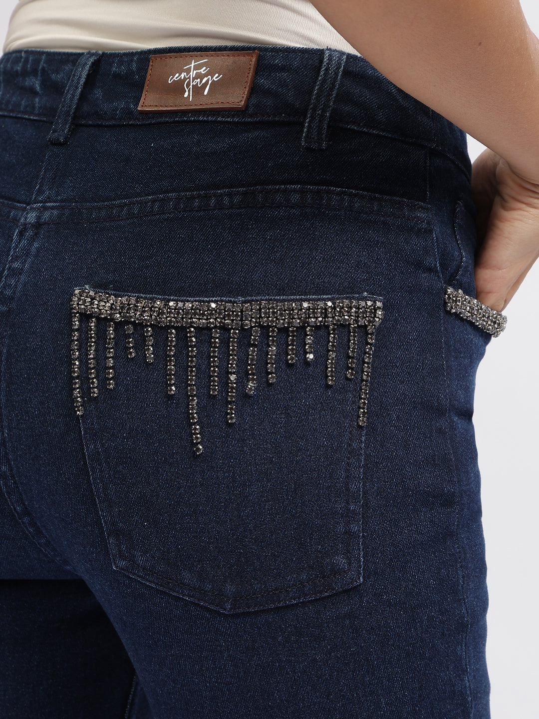 Centre Stage Women Blue Embellished Boot Cut Jeans