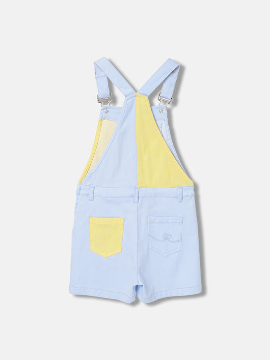 Elle Girls Blue Colour blocked Square neck Sleeveless Jumpsuit