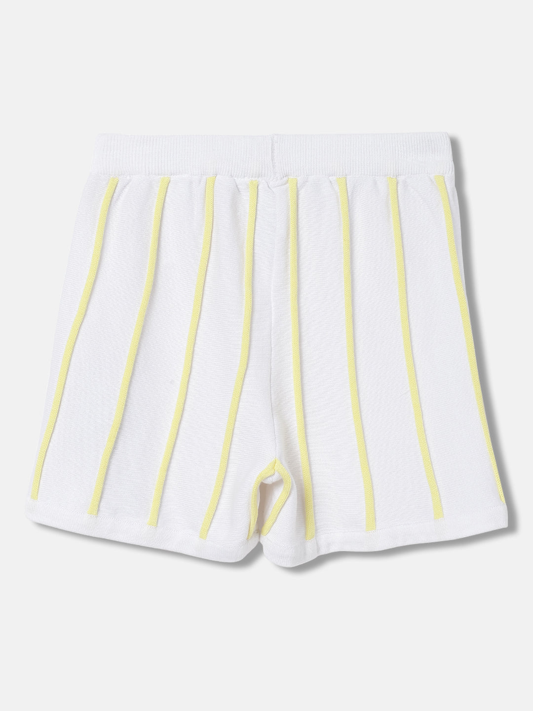 Elle Girls White Striped Fitted Shorts