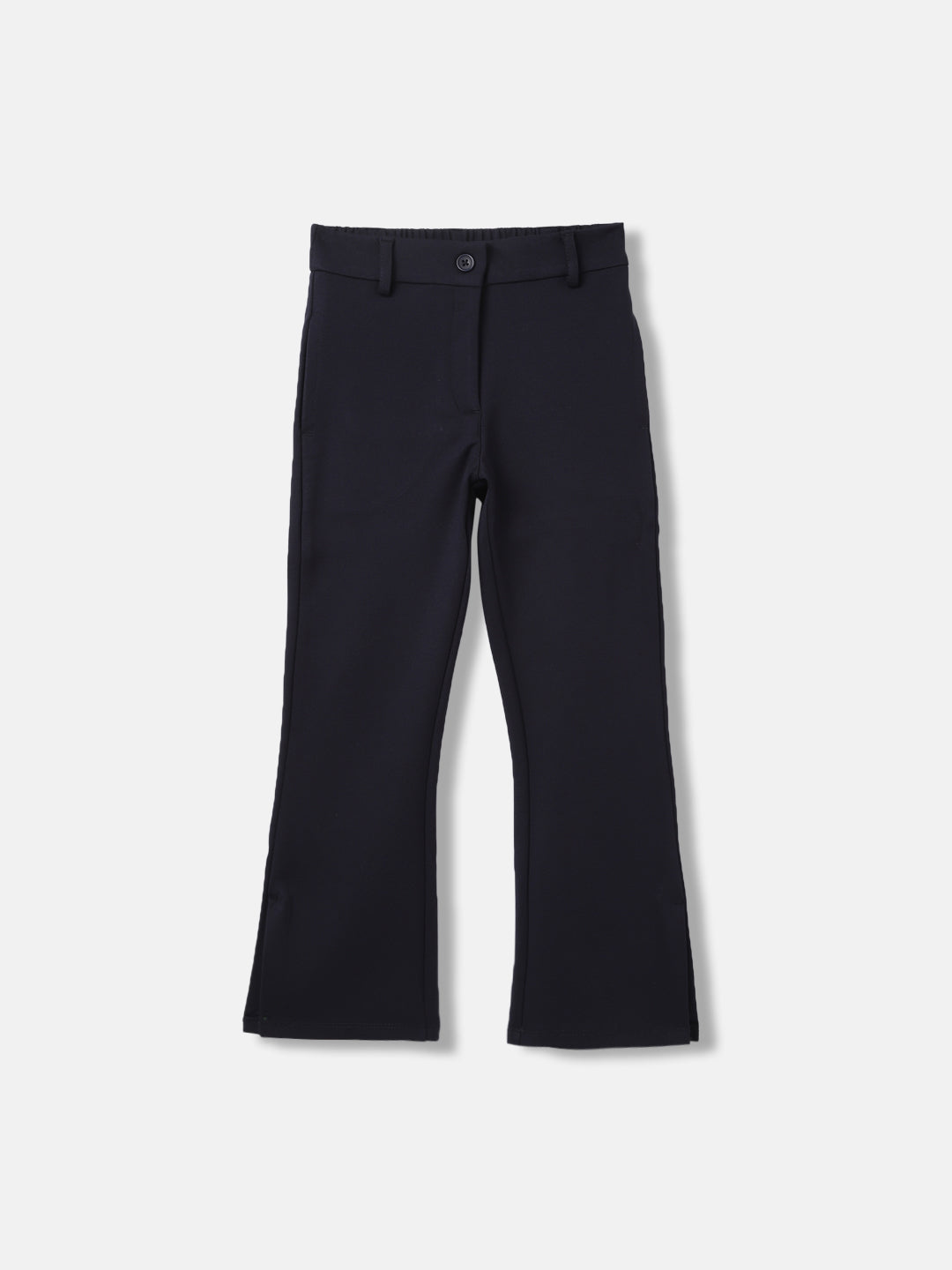 Elle Girls Navy Blue Solid Bootcut Trouser