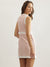 Elle Women Pink Self-Design Round Neck Sleeveless A-Line Dress