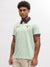 Iconic Men Green Solid Polo Collar Short Sleeves T-Shirt