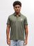 Iconic Men Olive Solid Polo Collar Short Sleeves T-Shirt