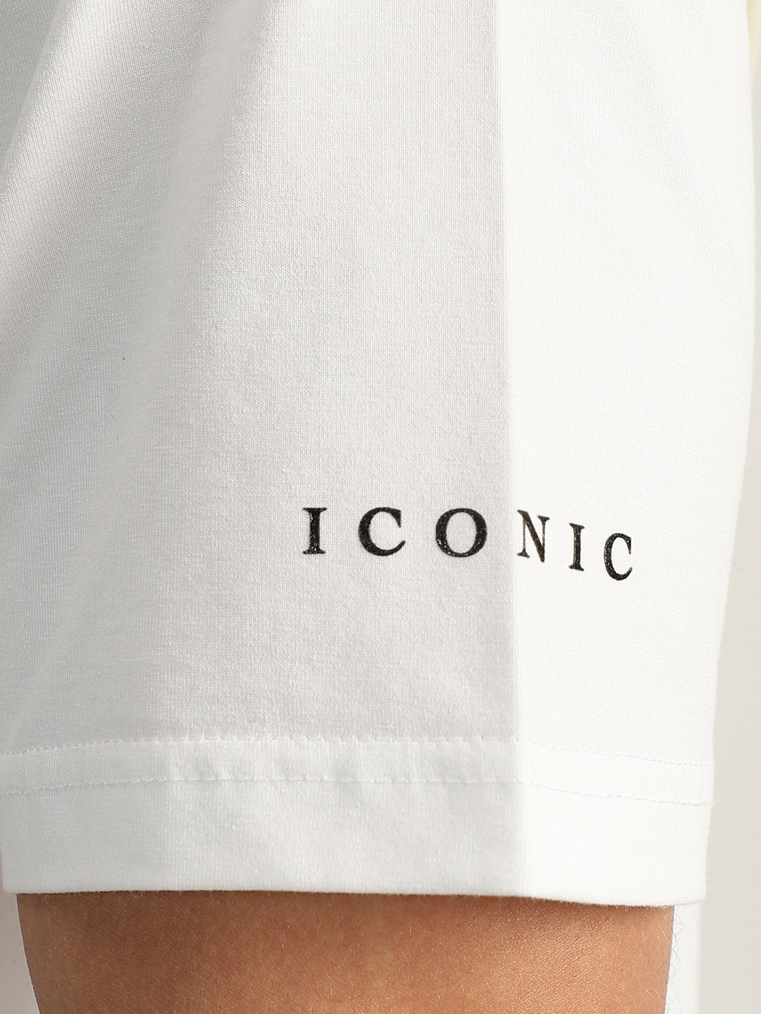 Iconic Men White Colour-Blocked Round Neck Short Sleeves T-Shirt