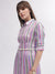 Iconic Women Multi Striped Shirt Collar 3/4th Sleeves Dress