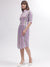 Iconic Women Multi Striped Shirt Collar 3/4th Sleeves Dress