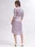 Iconic Women Multi Striped Shirt Collar 3/4th Sleeves Dress