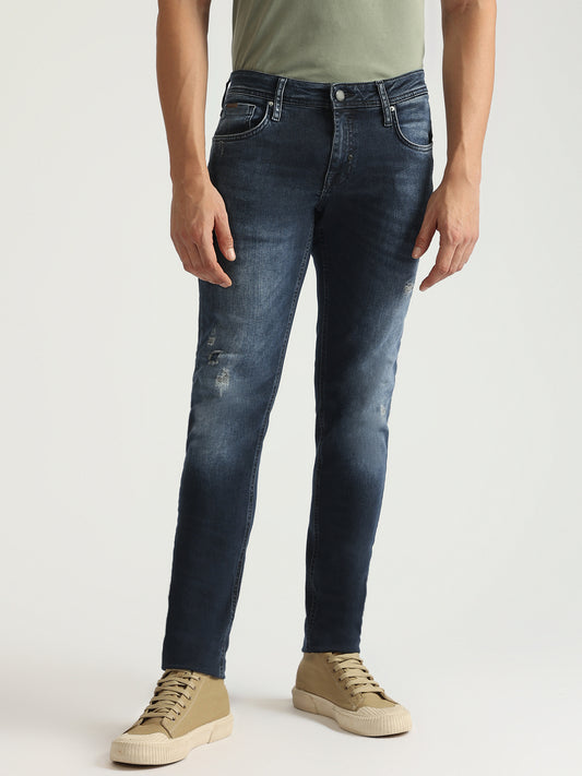 Antony Morato Men Blue Washed Mid-Rise Tapered Fit Jeans