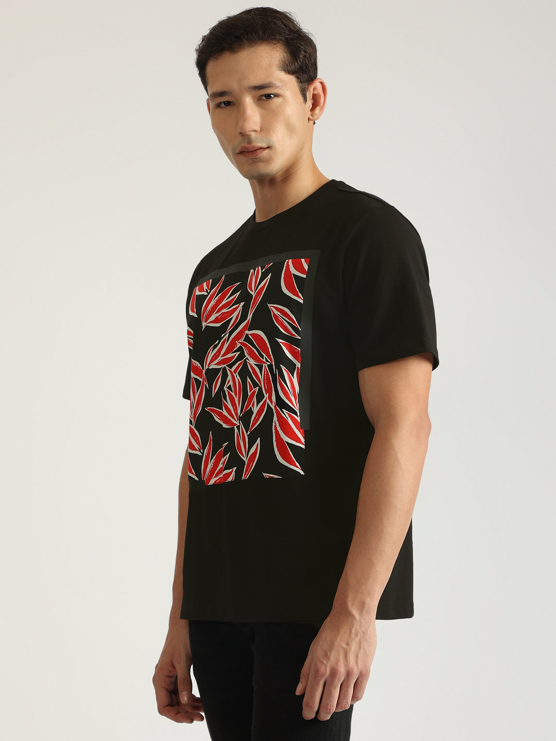 Antony Morato Men Black Printed Round Neck Short Sleeves T-Shirt