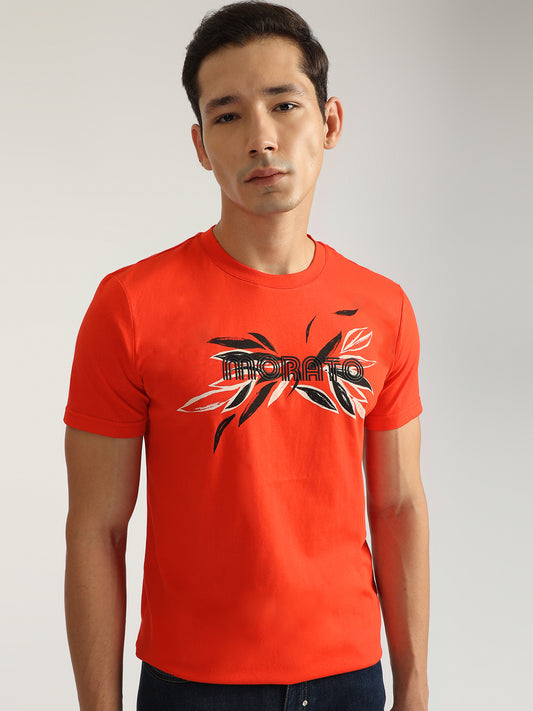 Antony Morato Men Red Printed Round Neck Short Sleeves T-Shirt